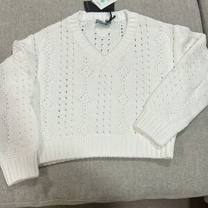 Sold- Prada White V-Neck Knit Sweater